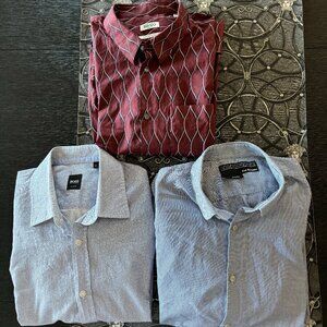 LOT OF 3 BUTTON UP PATTERNED DRESS SHIRTS KENZO PARIS, HUGO BOSS, THE KOOPLES